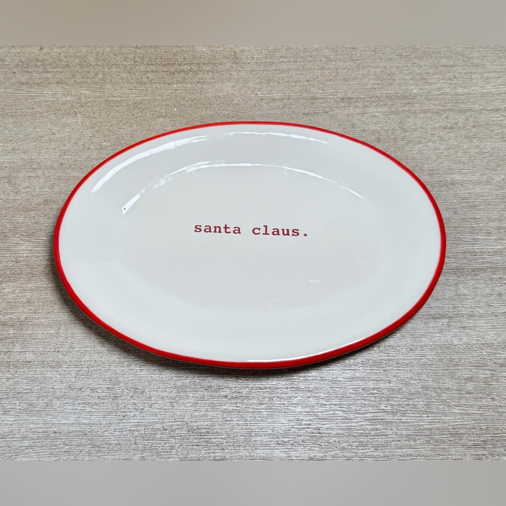 NWTO Rae Dunn Plate Decor Serving Tray Red White Santa Claus Holiday Christmas
